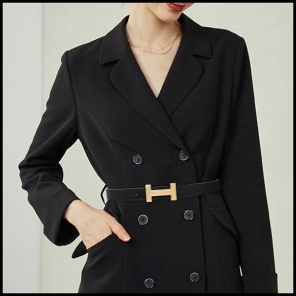 Gold Buckle Leather Belt Elegant Modern Waist Band Versatile Chic Accessory main image 5